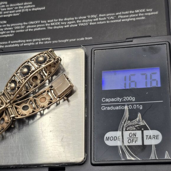 VTG Sterling Silver 925 Flower Link Bracelet Box Clasp 7in 16.76g Hand Assembled - Picture 11 of 11